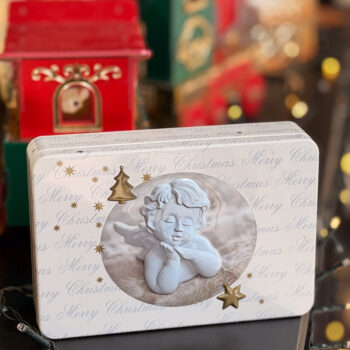 Μεταλλικό Χριστουγεννιάτικο Κουτί με Φιγούρα Αγγέλου